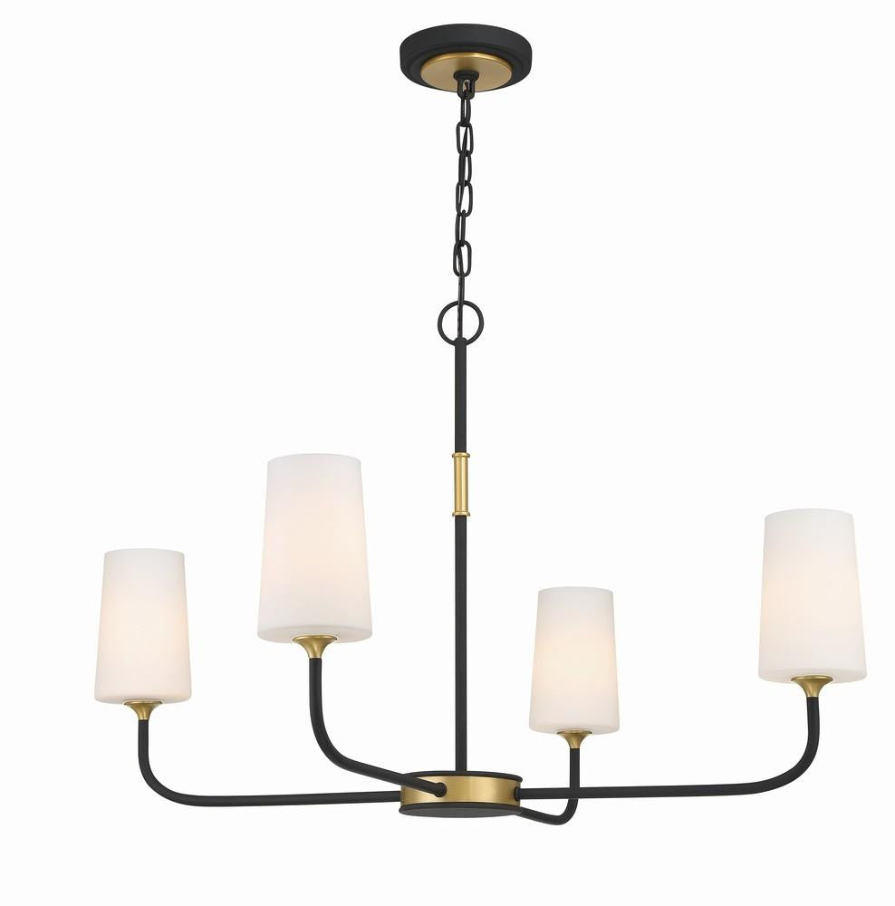 Crystorama Niles Chandelier Black Forged, Modern Gold