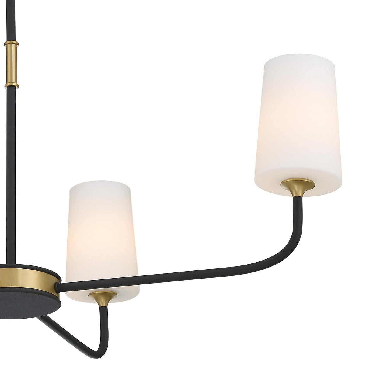 Crystorama Niles 4 Light Chandelier - Black Forged, Modern Gold 22.25"H