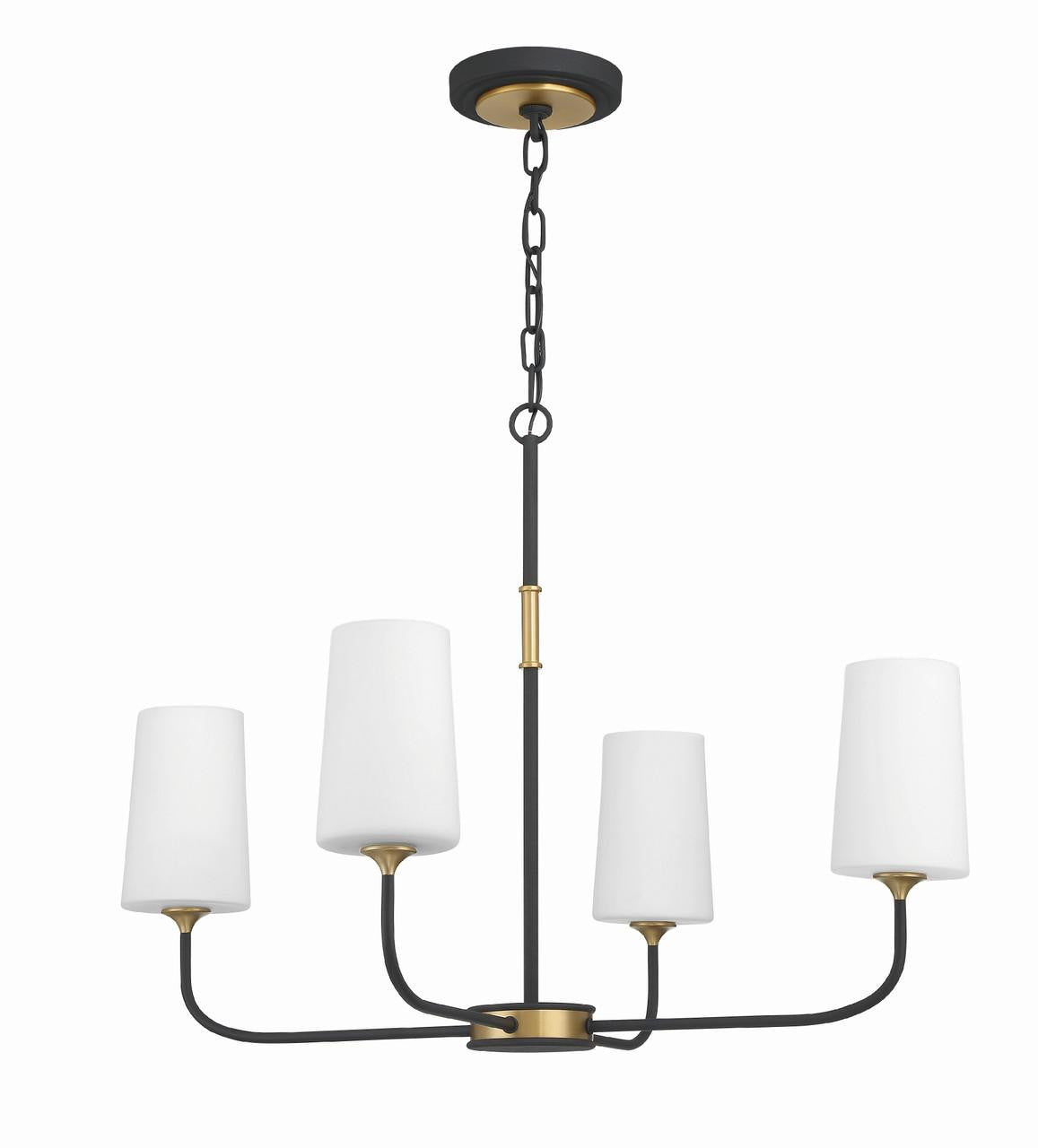 Crystorama Niles Chandelier - Black Forged, Modern Gold 21.5"H