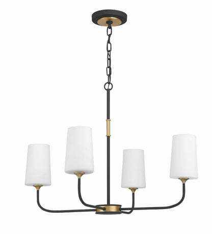Crystorama Niles Chandelier - Black Forged, Modern Gold 21.5"H