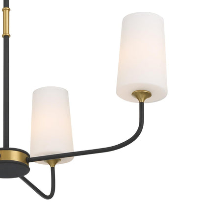 Crystorama Niles Chandelier - Black Forged, Modern Gold 21.5"H