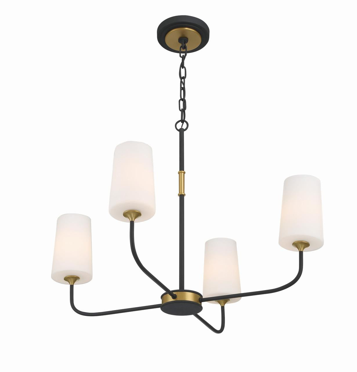 Crystorama Niles Chandelier - Black Forged, Modern Gold 21.5"H