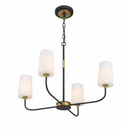 Crystorama Niles Chandelier - Black Forged, Modern Gold 21.5"H