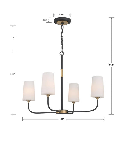 Crystorama Niles Chandelier - Black Forged, Modern Gold 21.5"H