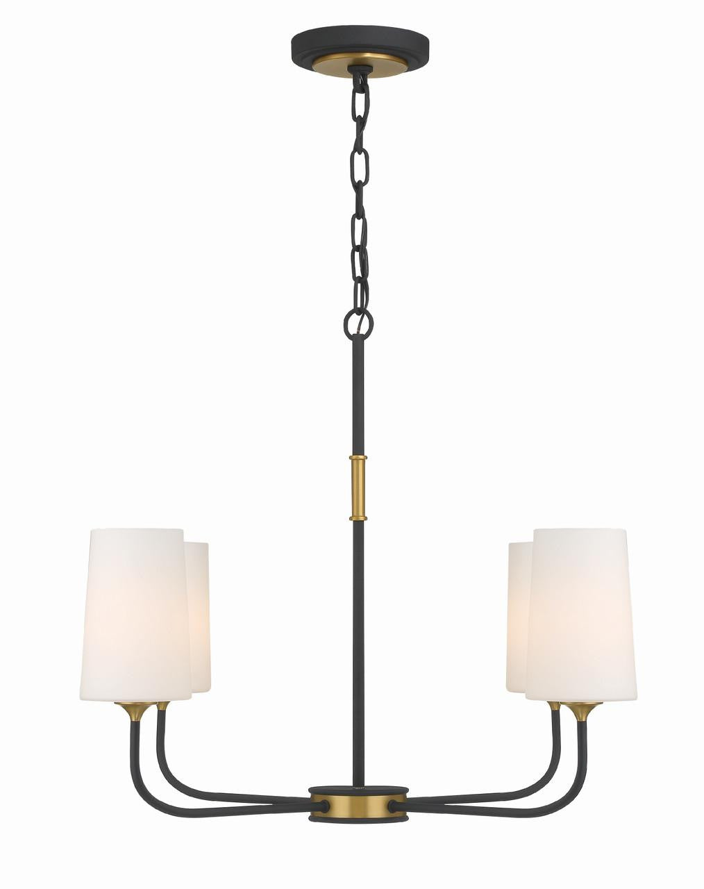Crystorama Niles Chandelier - Black Forged, Modern Gold 21.5"H