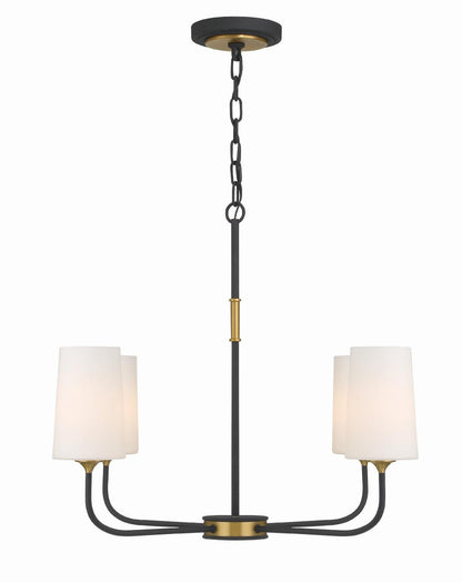 Crystorama Niles Chandelier - Black Forged, Modern Gold 21.5"H