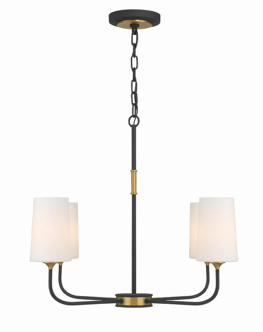 Crystorama Niles Chandelier - Black Forged, Modern Gold 21.5"H