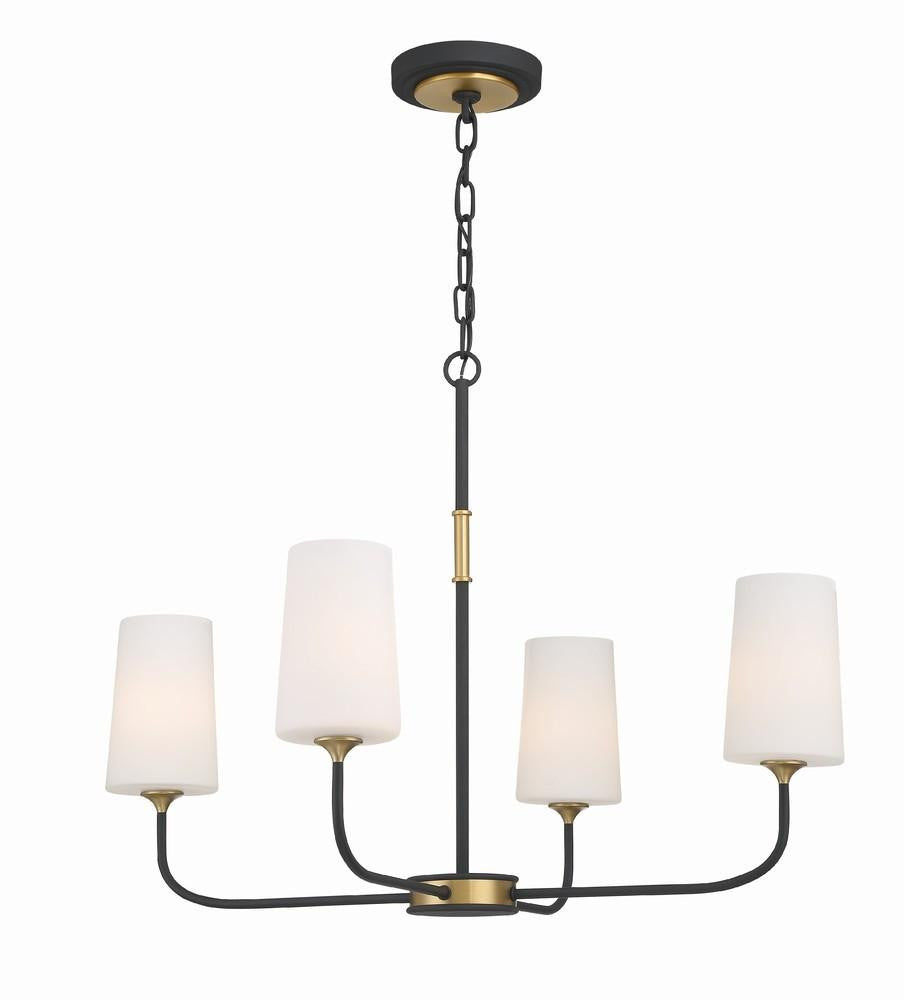 Crystorama Niles Chandelier Black Forged, Modern Gold
