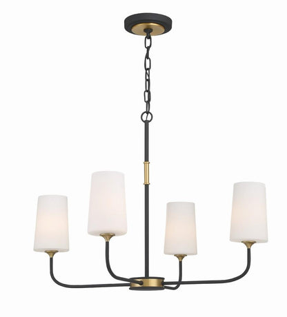 Crystorama Niles Chandelier Black Forged, Modern Gold