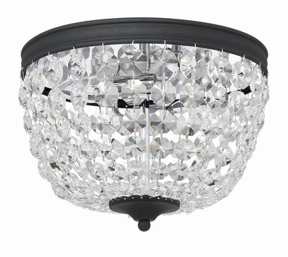 Crystorama Nola 2 Light Flush Mount - Black Forged, Hand Cut Crystal 8.5"H