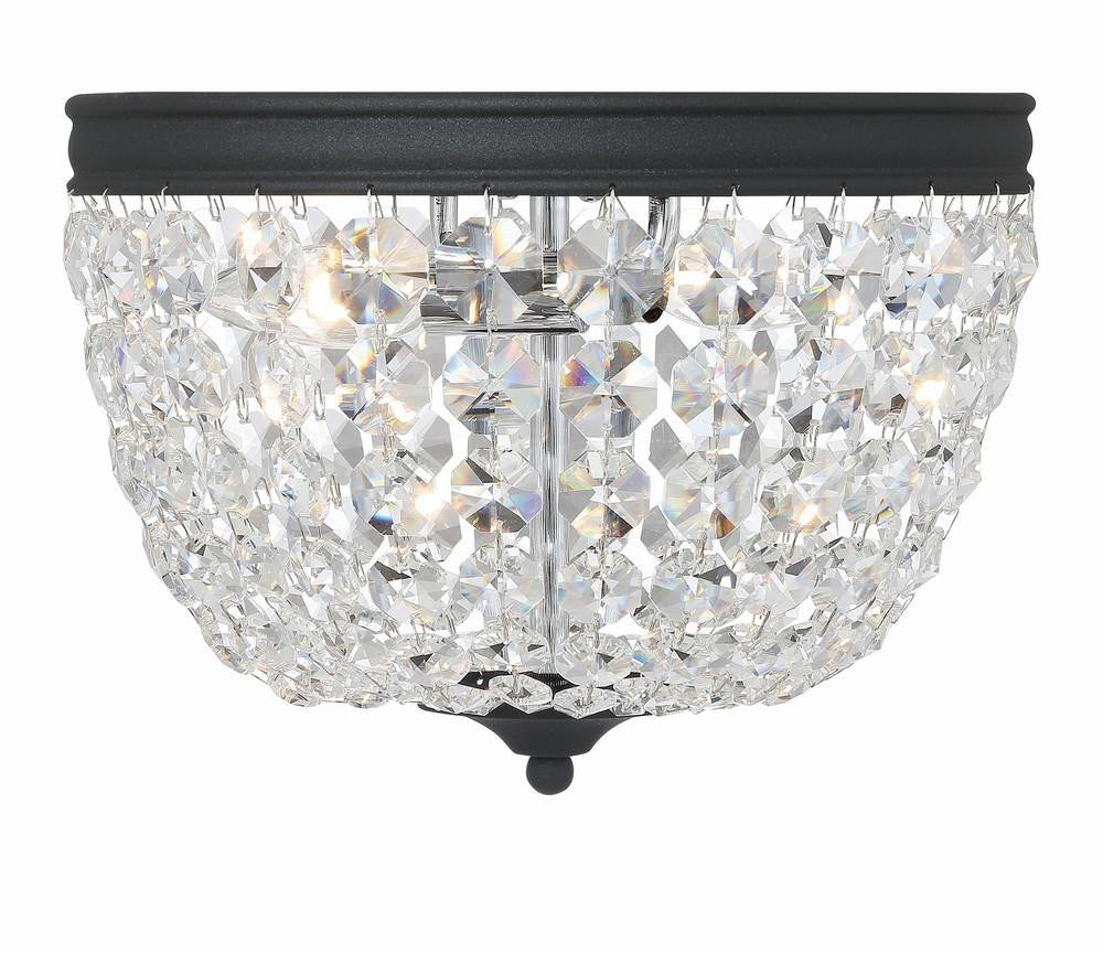 Crystorama Nola 2 Light Flush Mount Black Forged