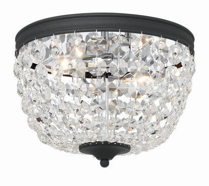 Crystorama Nola 2 Light Flush Mount - Black Forged, Hand Cut Crystal 8.5"H