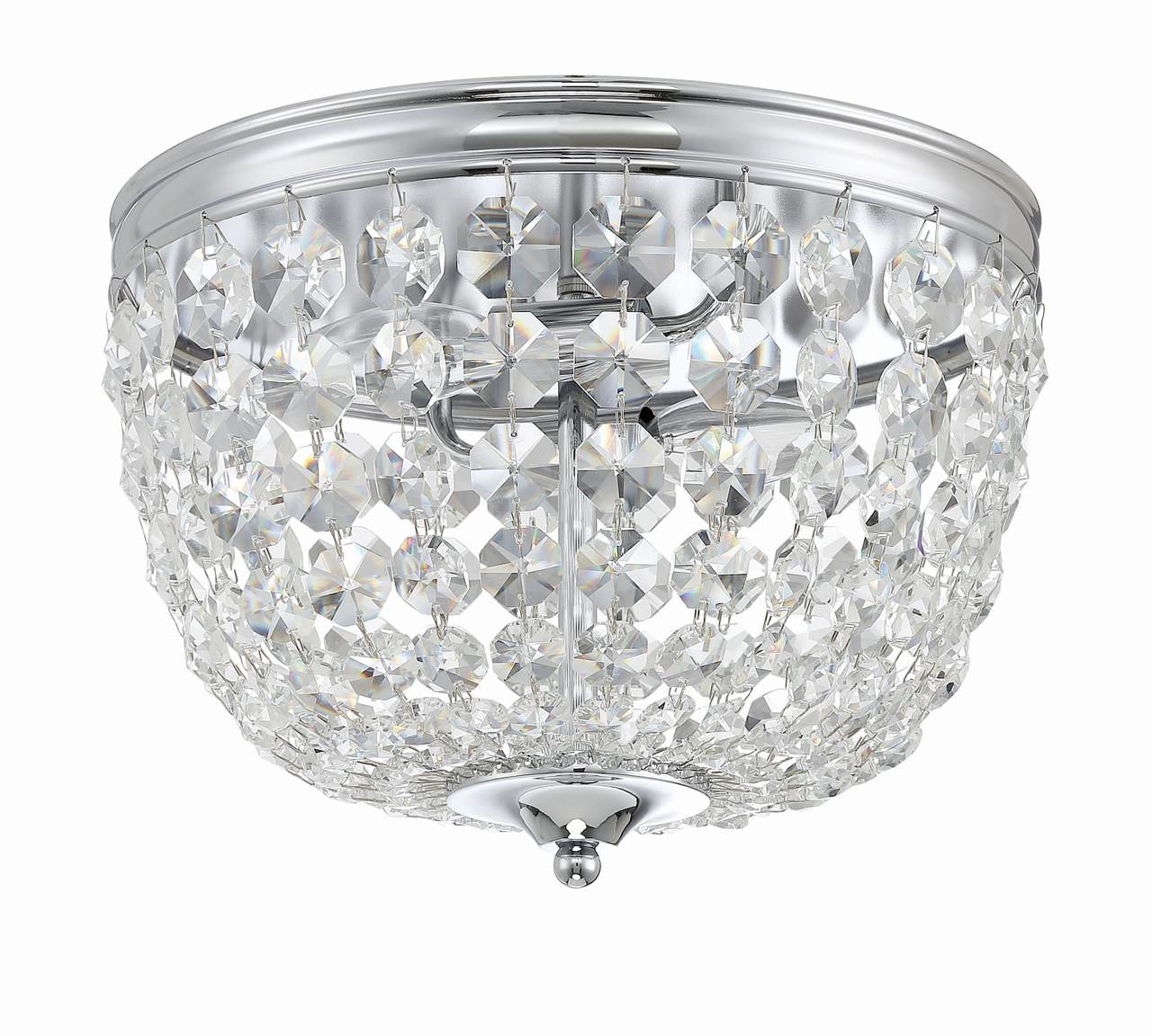 Crystorama Nola 2 Light Flush Mount - Polished Chrome, Hand Cut Crystal 8.5"H