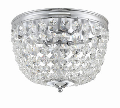 Crystorama Nola 2 Light Flush Mount - Polished Chrome, Hand Cut Crystal 8.5"H