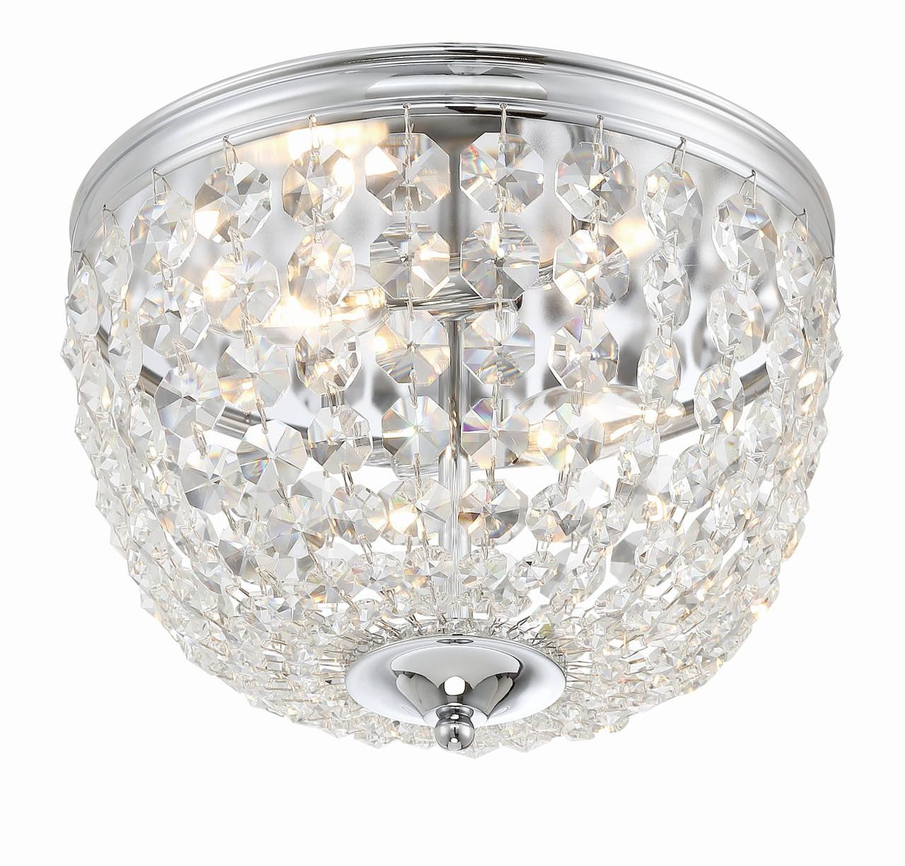 Crystorama Nola 2 Light Flush Mount - Polished Chrome, Hand Cut Crystal 8.5"H