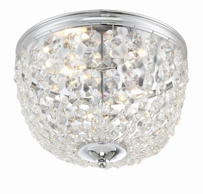 Crystorama Nola 2 Light Flush Mount - Polished Chrome, Hand Cut Crystal 8.5"H