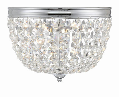 Crystorama Nola 2 Light Flush Mount - Polished Chrome, Hand Cut Crystal 8.5"H
