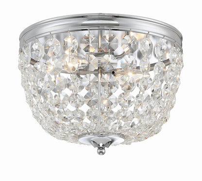 Crystorama Nola 2 Light Flush Mount - Polished Chrome, Hand Cut Crystal 8.5"H