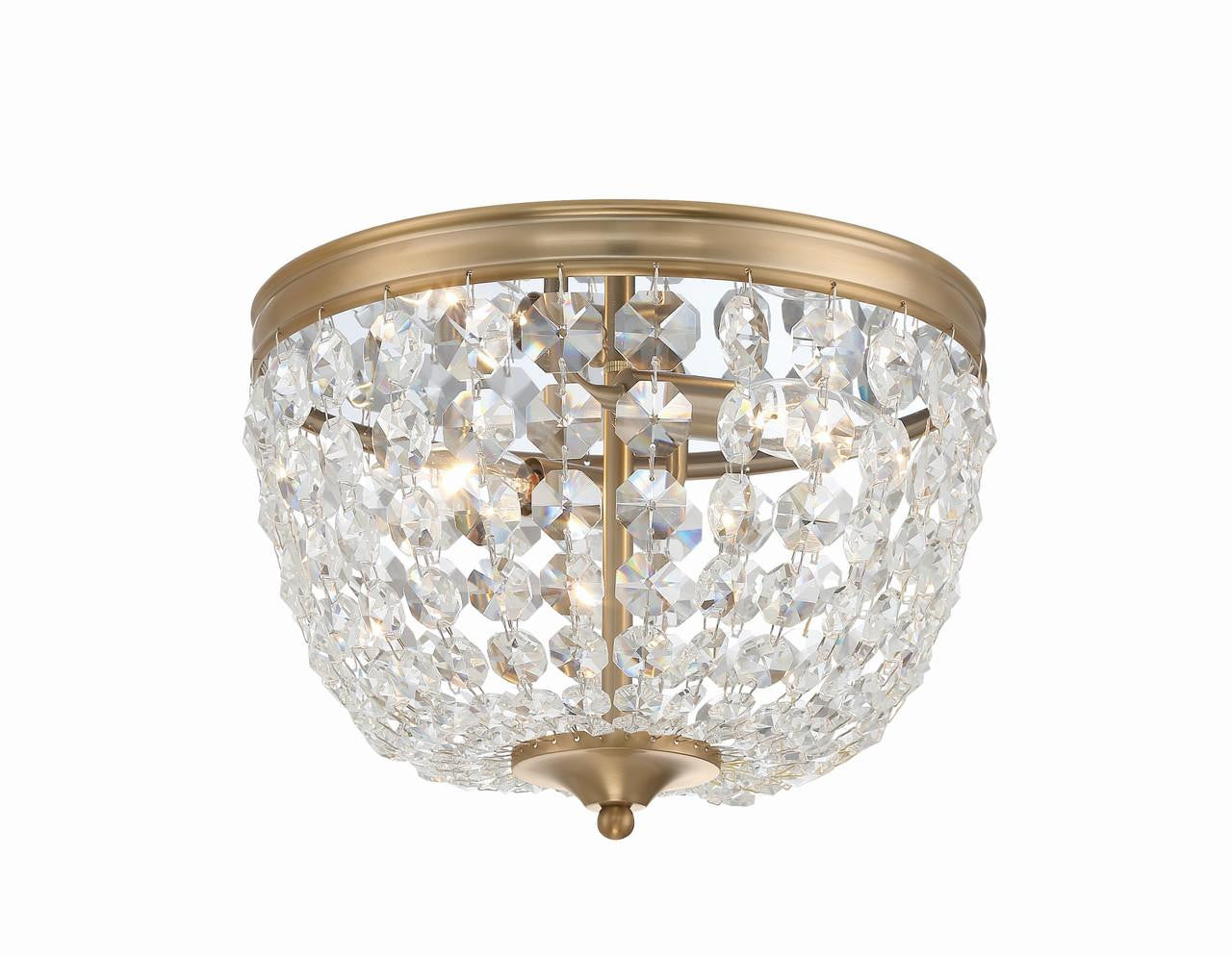 Crystorama Nola 2 Light Flush Mount - Vibrant Gold, Hand Cut Crystal 8.5"H