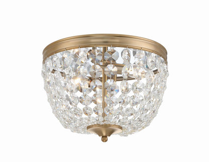 Crystorama Nola 2 Light Flush Mount - Vibrant Gold, Hand Cut Crystal 8.5"H