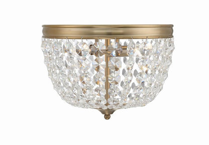 Crystorama Nola 2 Light Flush Mount - Vibrant Gold, Hand Cut Crystal 8.5"H