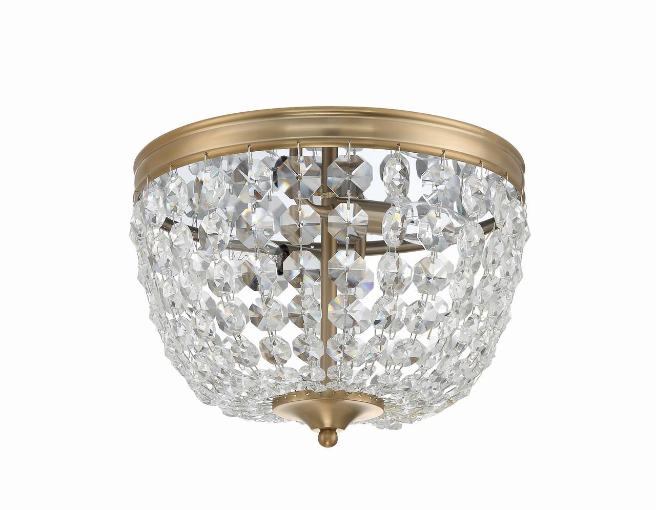 Crystorama Nola 2 Light Flush Mount - Vibrant Gold, Hand Cut Crystal 8.5"H