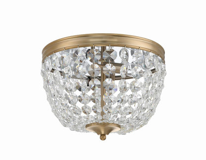 Crystorama Nola 2 Light Flush Mount - Vibrant Gold, Hand Cut Crystal 8.5"H