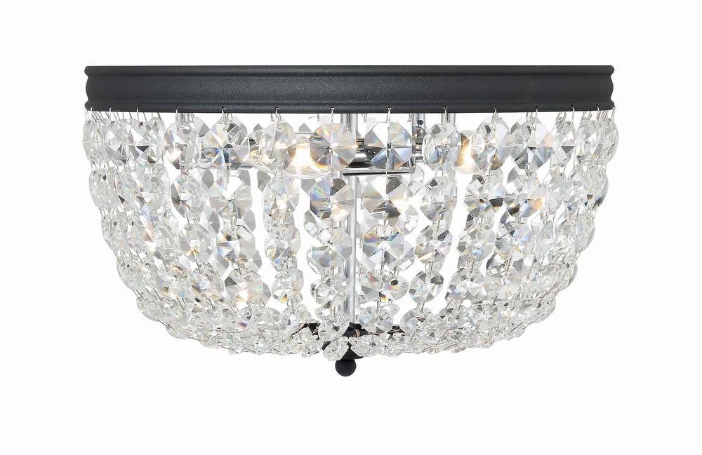 Crystorama Nola 3 Light Flush Mount Black Forged