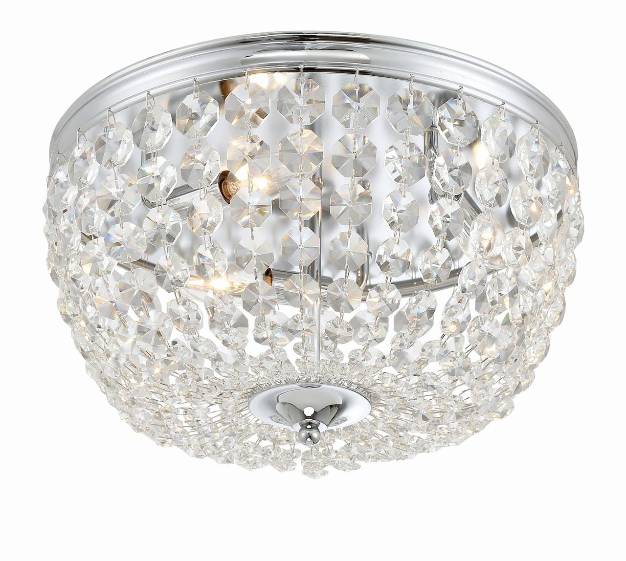 Crystorama Nola 3 Light Flush Mount - Polished Chrome, Hand Cut Crystal 8.5"H