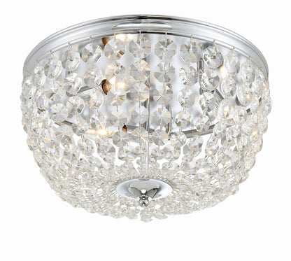 Crystorama Nola 3 Light Flush Mount - Polished Chrome, Hand Cut Crystal 8.5"H