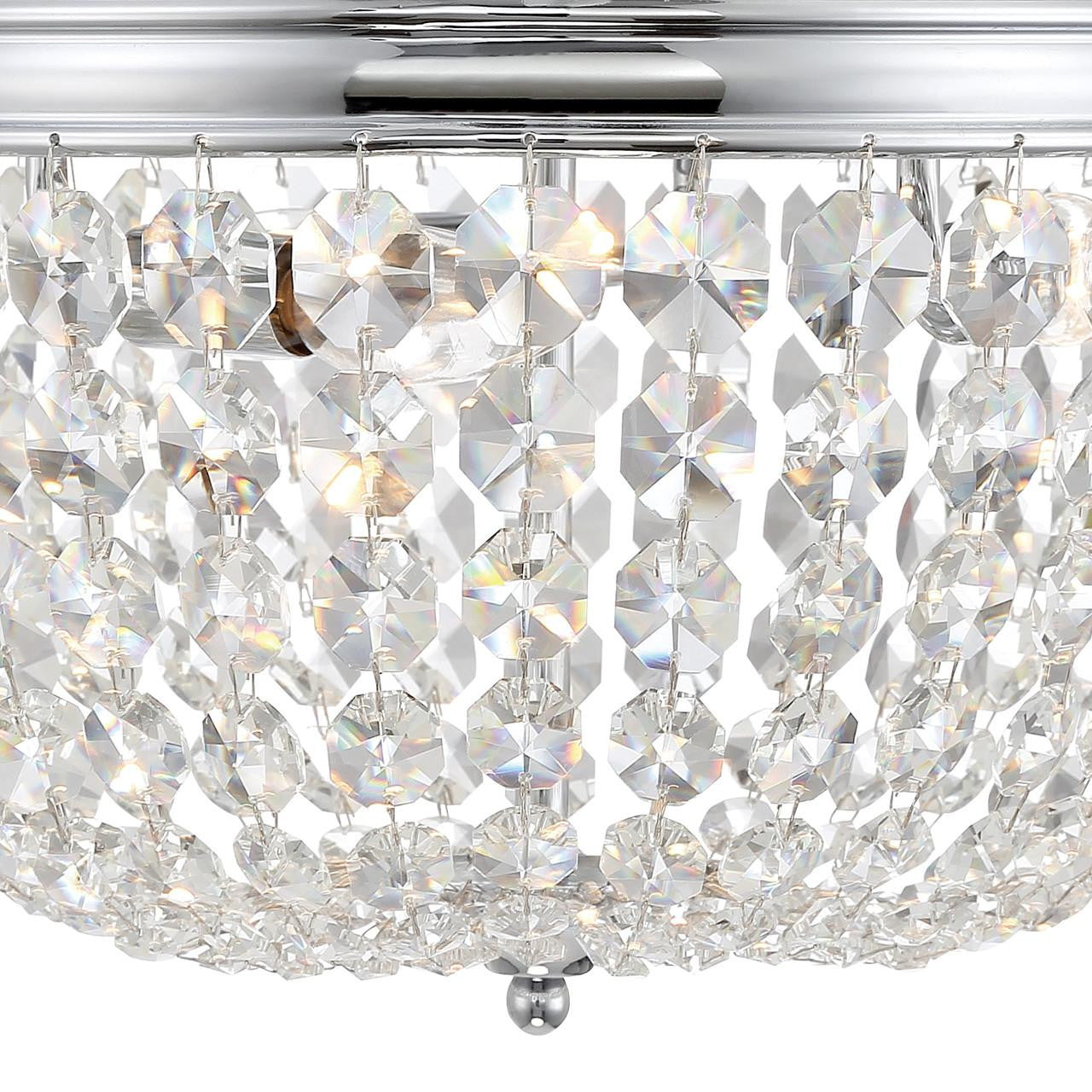 Crystorama Nola 3 Light Flush Mount - Polished Chrome, Hand Cut Crystal 8.5"H