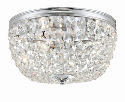 Crystorama Nola 3 Light Flush Mount - Polished Chrome, Hand Cut Crystal 8.5"H