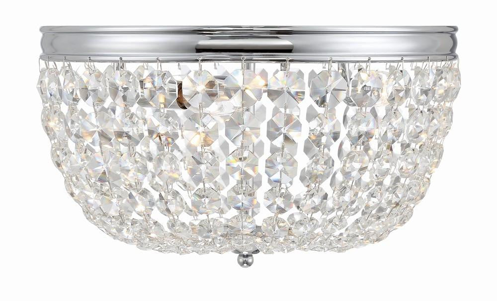 Crystorama Nola 3 Light Flush Mount - Polished Chrome, Hand Cut Crystal 8.5"H