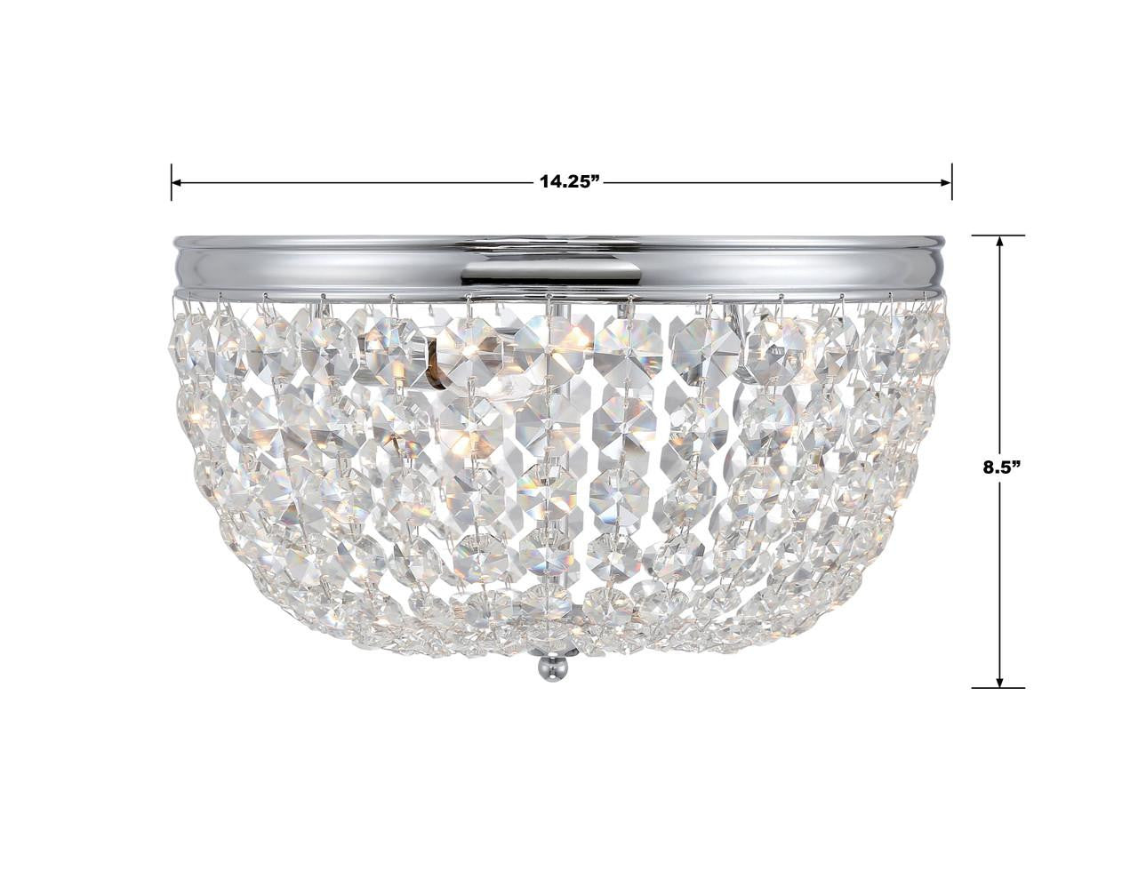 Crystorama Nola 3 Light Flush Mount - Polished Chrome, Hand Cut Crystal 8.5"H