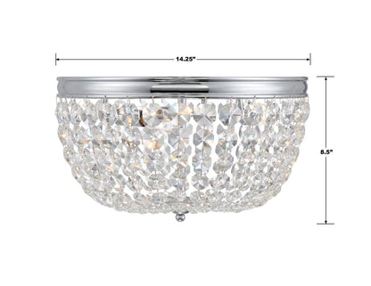 Crystorama Nola 3 Light Flush Mount - Polished Chrome, Hand Cut Crystal 8.5"H