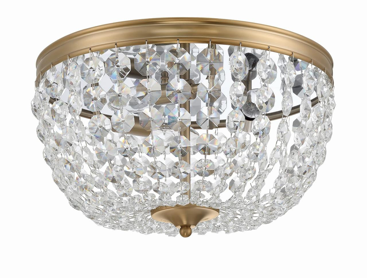 Crystorama Nola 3 Light Flush Mount - Vibrant Gold, Hand Cut Crystal 8.5"H