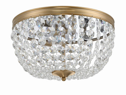 Crystorama Nola 3 Light Flush Mount - Vibrant Gold, Hand Cut Crystal 8.5"H
