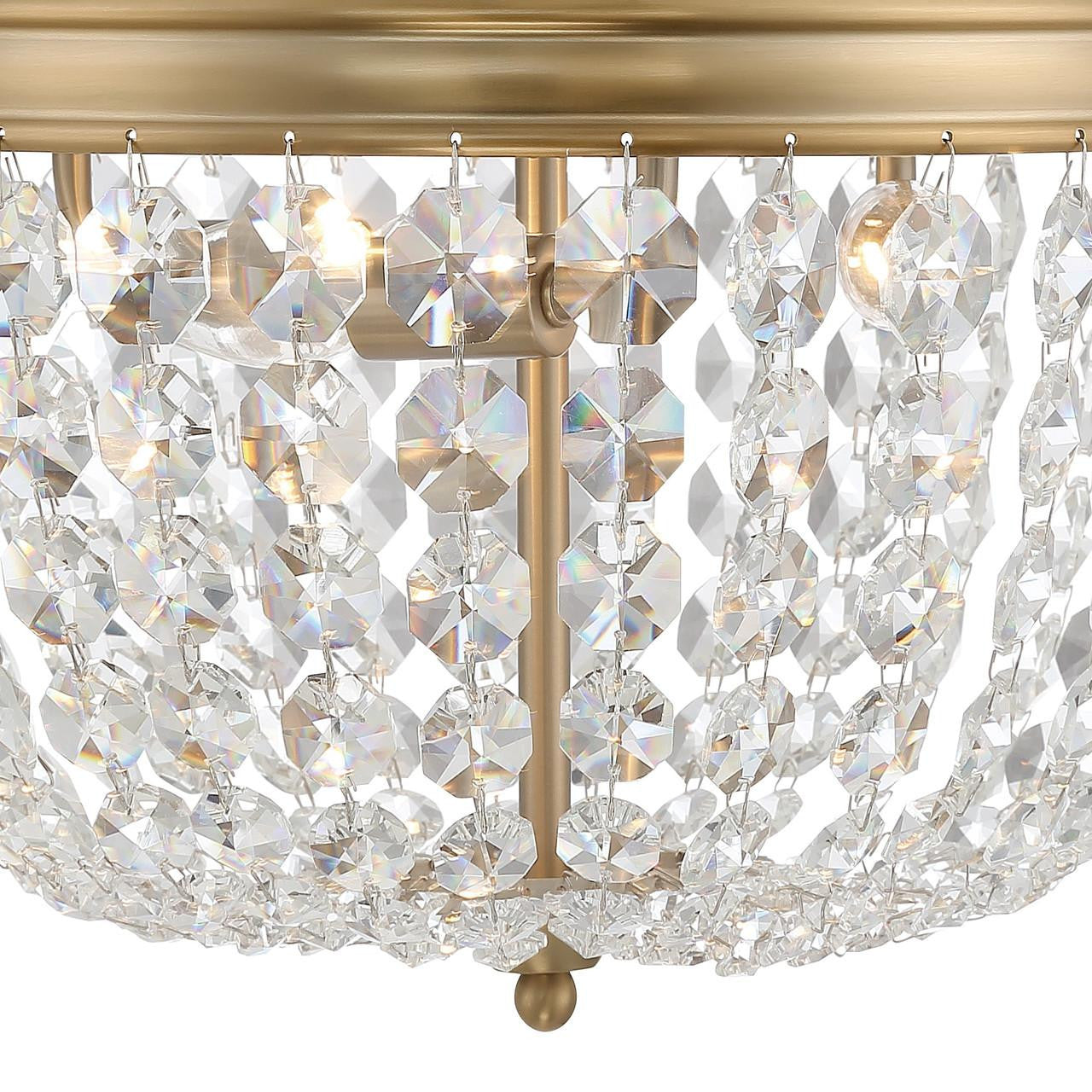 Crystorama Nola 3 Light Flush Mount - Vibrant Gold, Hand Cut Crystal 8.5"H