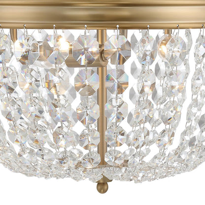 Crystorama Nola 3 Light Flush Mount - Vibrant Gold, Hand Cut Crystal 8.5"H
