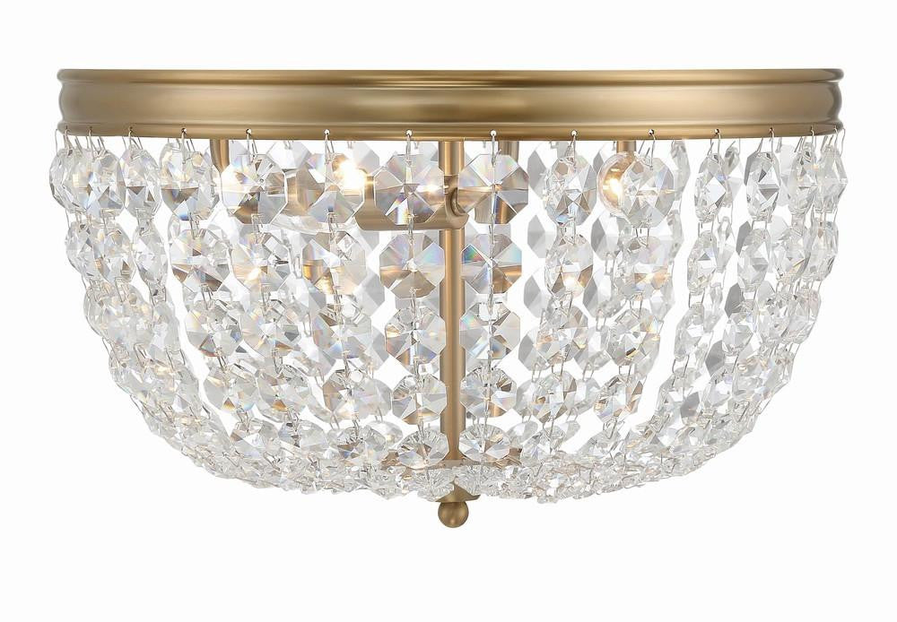 Crystorama Nola 3 Light Flush Mount - Vibrant Gold, Hand Cut Crystal 8.5"H