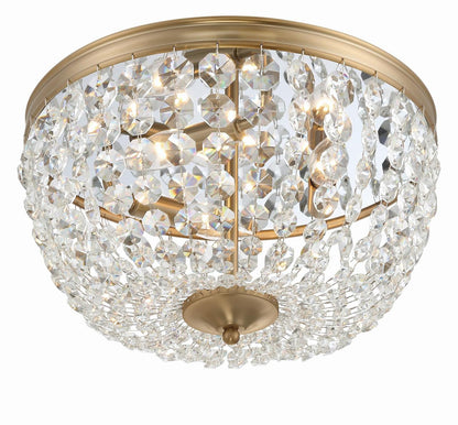Crystorama Nola 3 Light Flush Mount - Vibrant Gold, Hand Cut Crystal 8.5"H