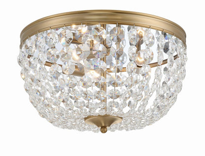 Crystorama Nola 3 Light Flush Mount - Vibrant Gold, Hand Cut Crystal 8.5"H