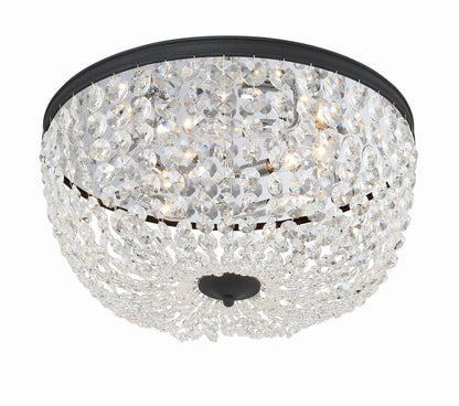 Crystorama Nola Flush Mount - Black Forged, Hand Cut Crystal 10"H