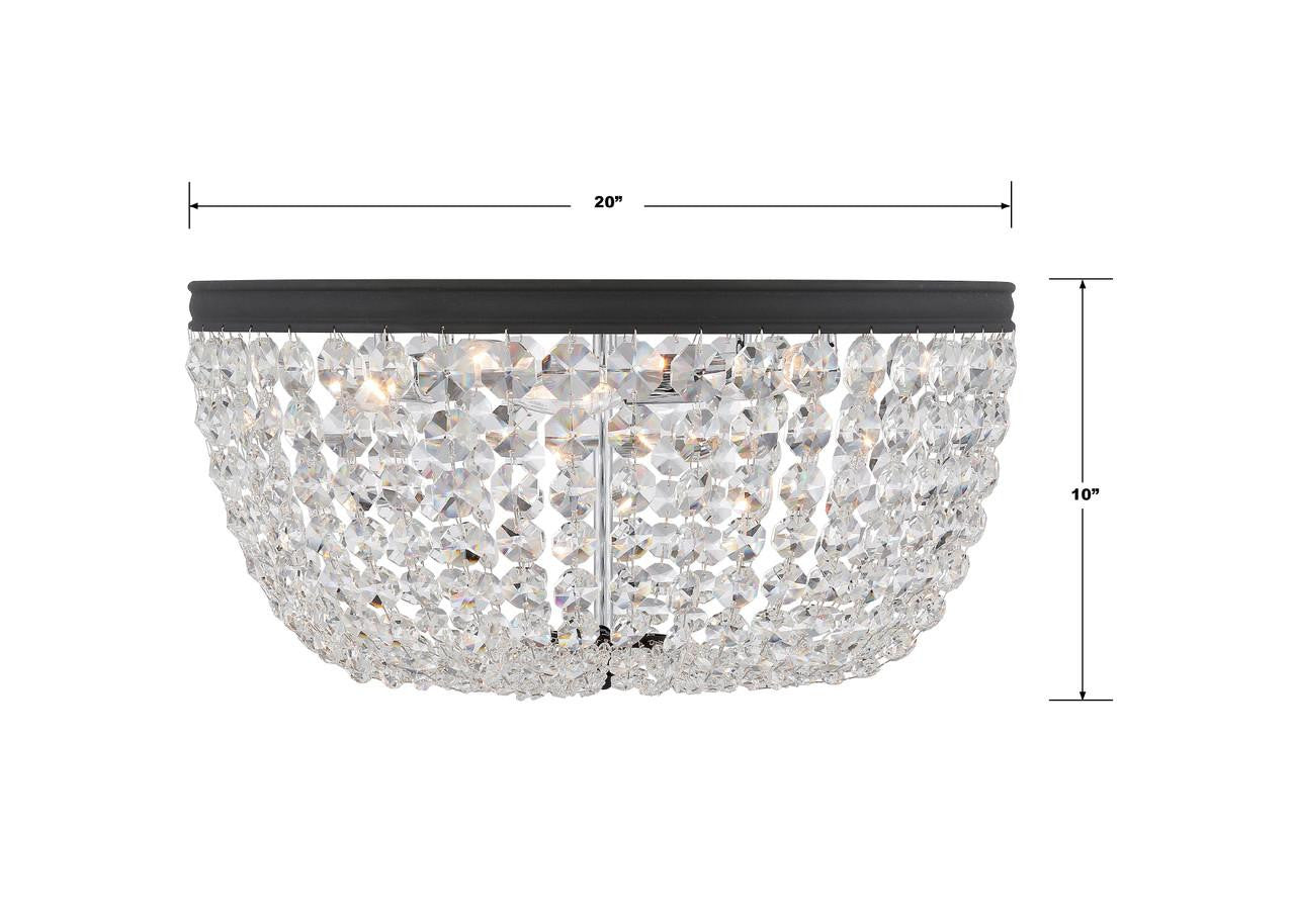 Crystorama Nola Flush Mount - Black Forged, Hand Cut Crystal 10"H