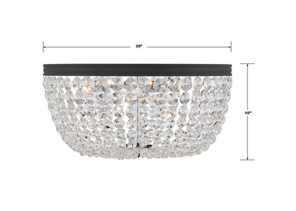 Crystorama Nola Flush Mount - Black Forged, Hand Cut Crystal 10"H