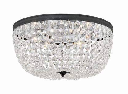 Crystorama Nola Flush Mount - Black Forged, Hand Cut Crystal 10"H