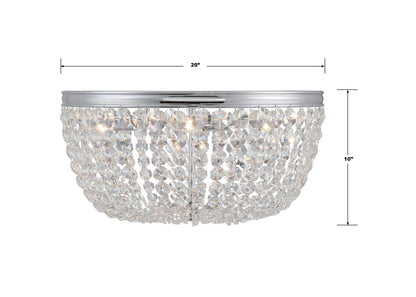 Crystorama Nola Flush Mount - Polished Chrome, Hand Cut Crystal 10"H