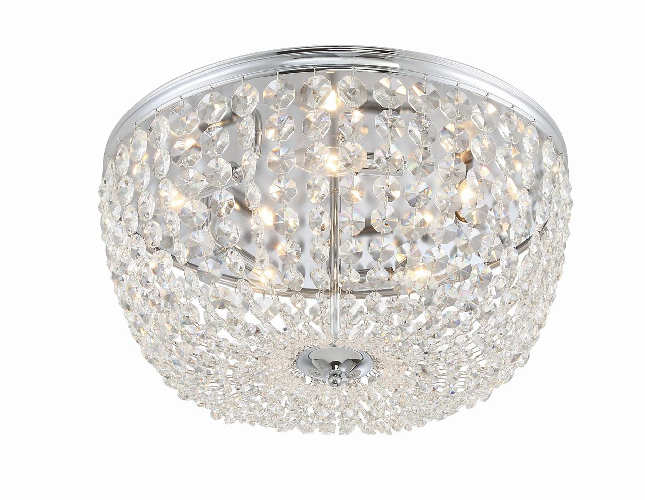 Crystorama Nola Flush Mount - Polished Chrome, Hand Cut Crystal 10"H