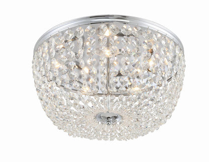 Crystorama Nola Flush Mount - Polished Chrome, Hand Cut Crystal 10"H