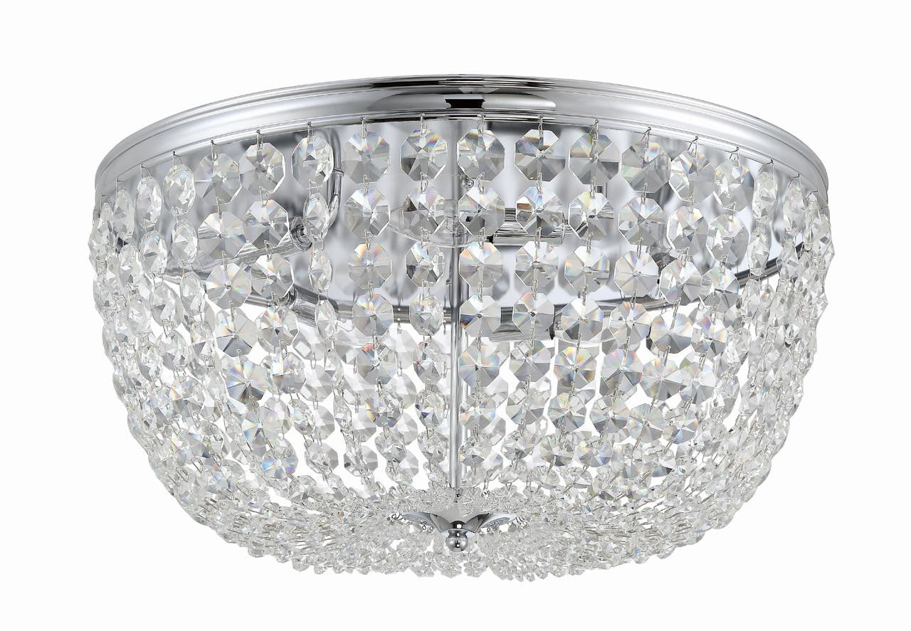 Crystorama Nola Flush Mount - Polished Chrome, Hand Cut Crystal 10"H